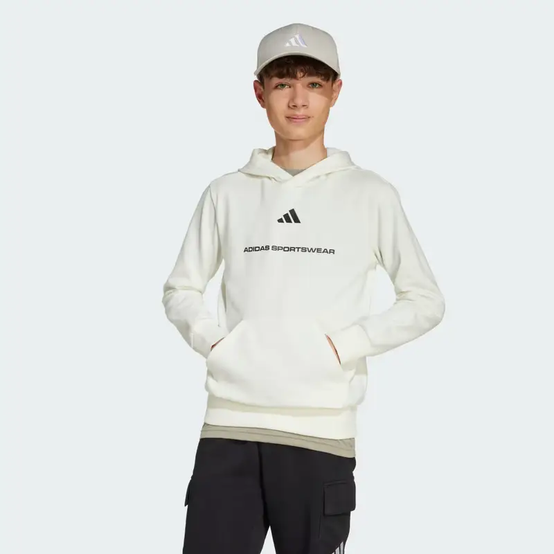Felpa con cappuccio adidas Slogan Fleece Off White