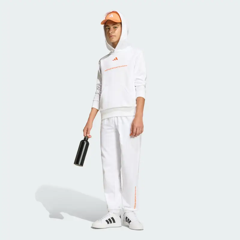 Felpa con cappuccio adidas Slogan Fleece White miniatura 3