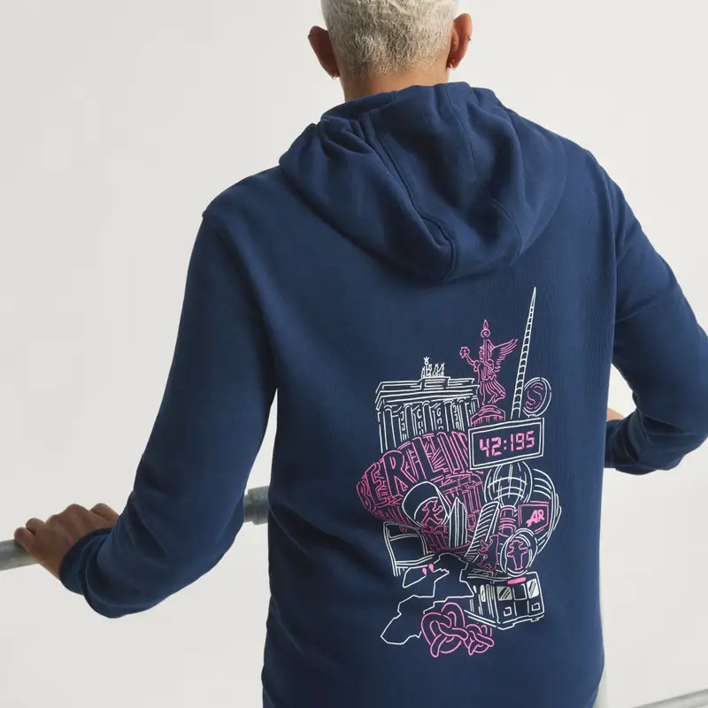 Felpa con cappuccio BMW Berlin-Marathon 2025 City Collegiate Navy miniatura 2