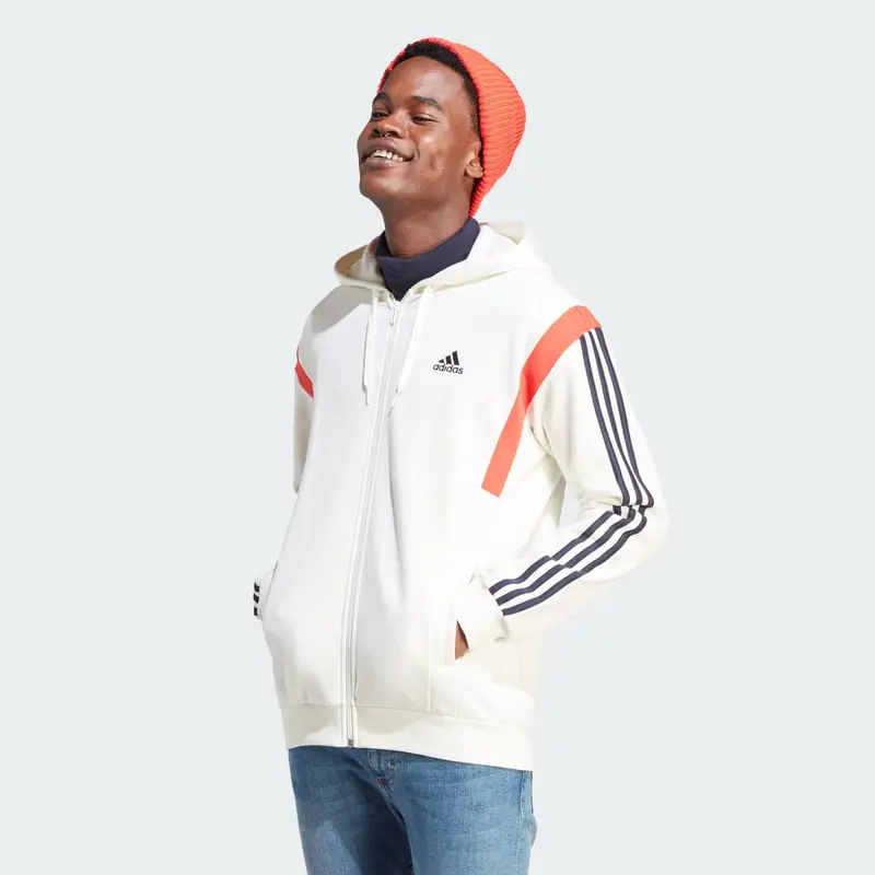 Felpa con cappuccio Colourblock Full-Zip | Adidas Bianco