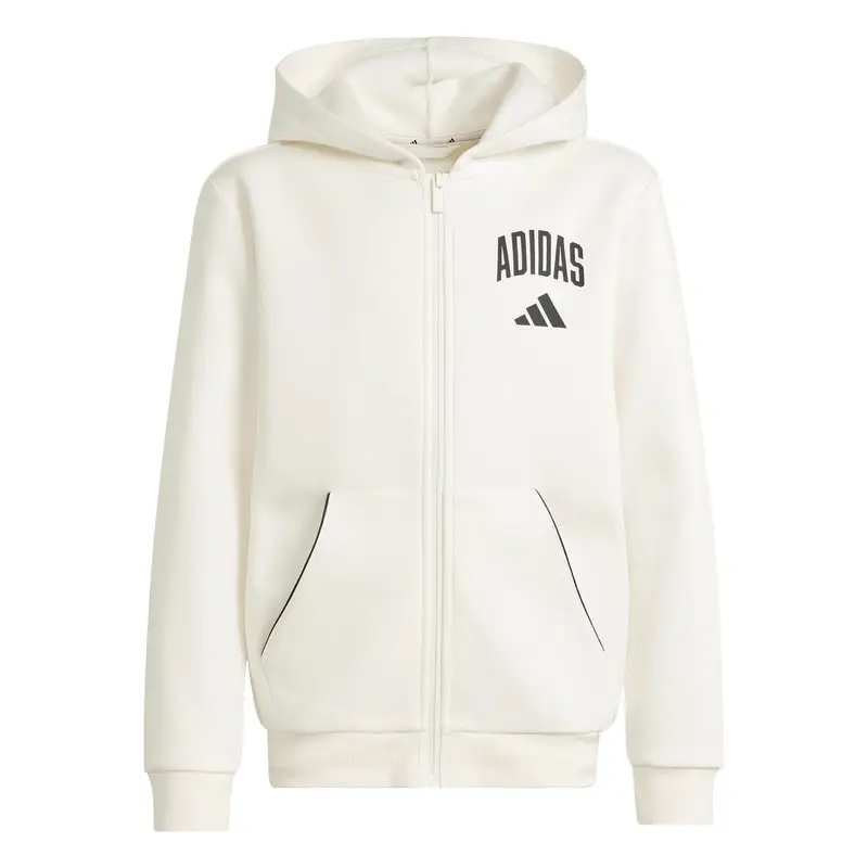 Felpa con cappuccio con scritta per bambini adidas Blanc