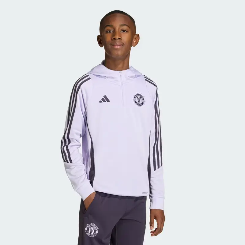 Felpa con cappuccio da allenamento Tiro 25 Competition Junior Manchester United FC Purple Tint miniatura 3
