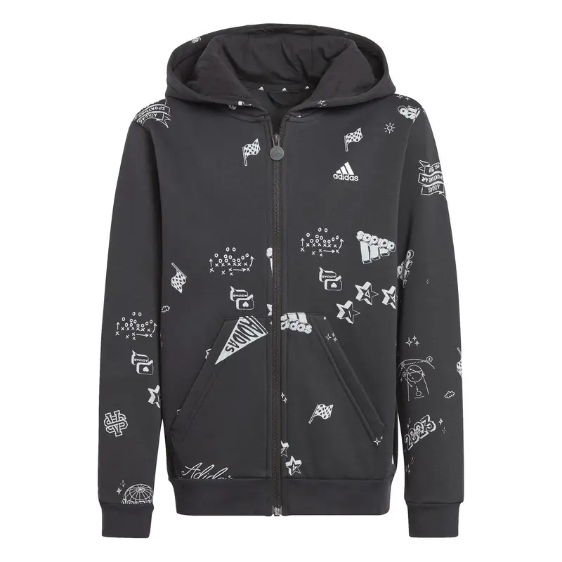 Felpa con cappuccio da bambino adidas Brand Love Allover Print Noir