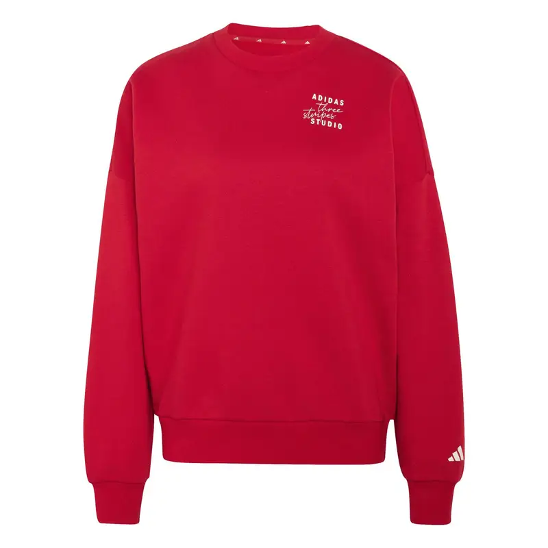 Felpa con cappuccio da donna adidas 3-Stripes Studio FL Rouge
