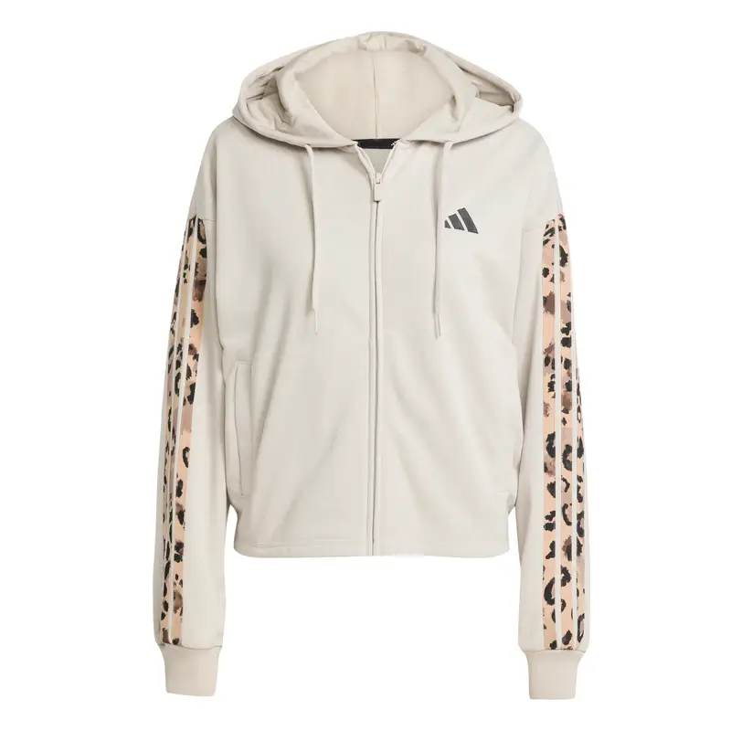 Felpa con cappuccio da donna adidas Animal Print 3 stripes Beige