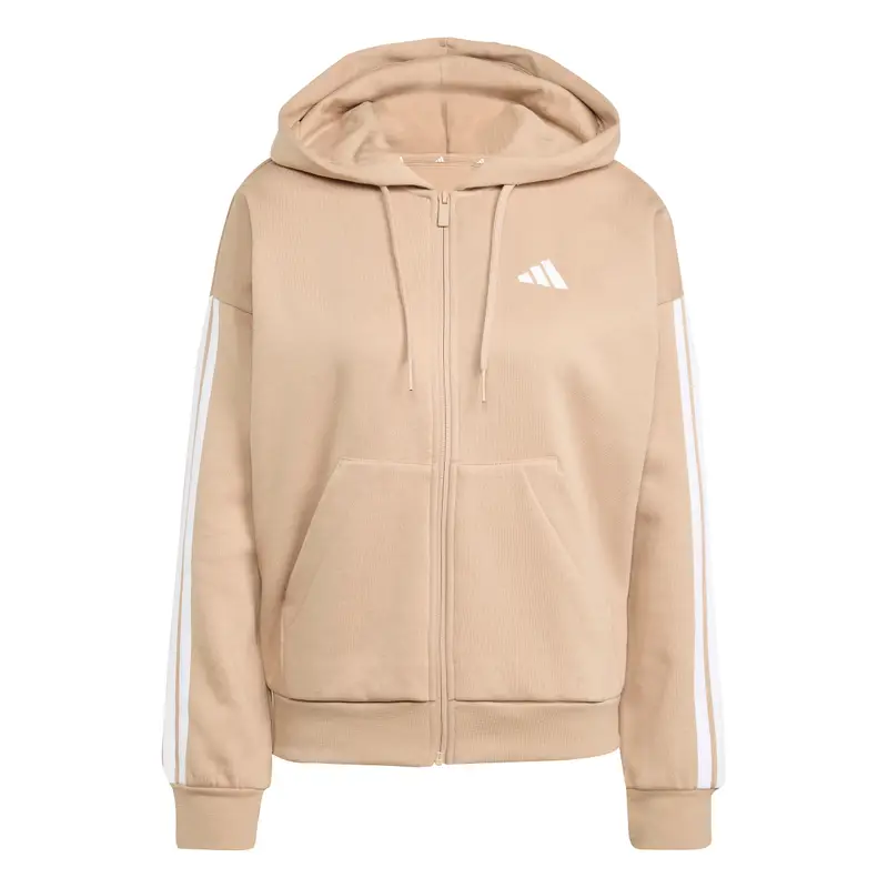 Felpa con cappuccio da donna adidas Essentials 3 Stripes Marron