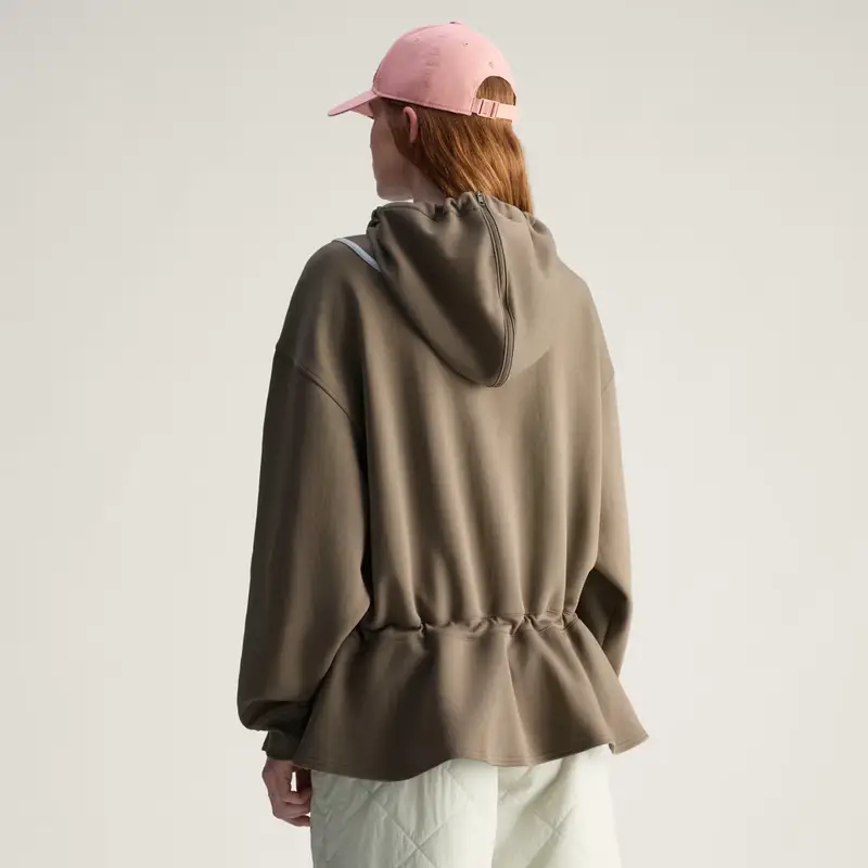 Felpa con cappuccio e orlo a peplo adidas by Stella McCartney Brown Moss miniatura 2