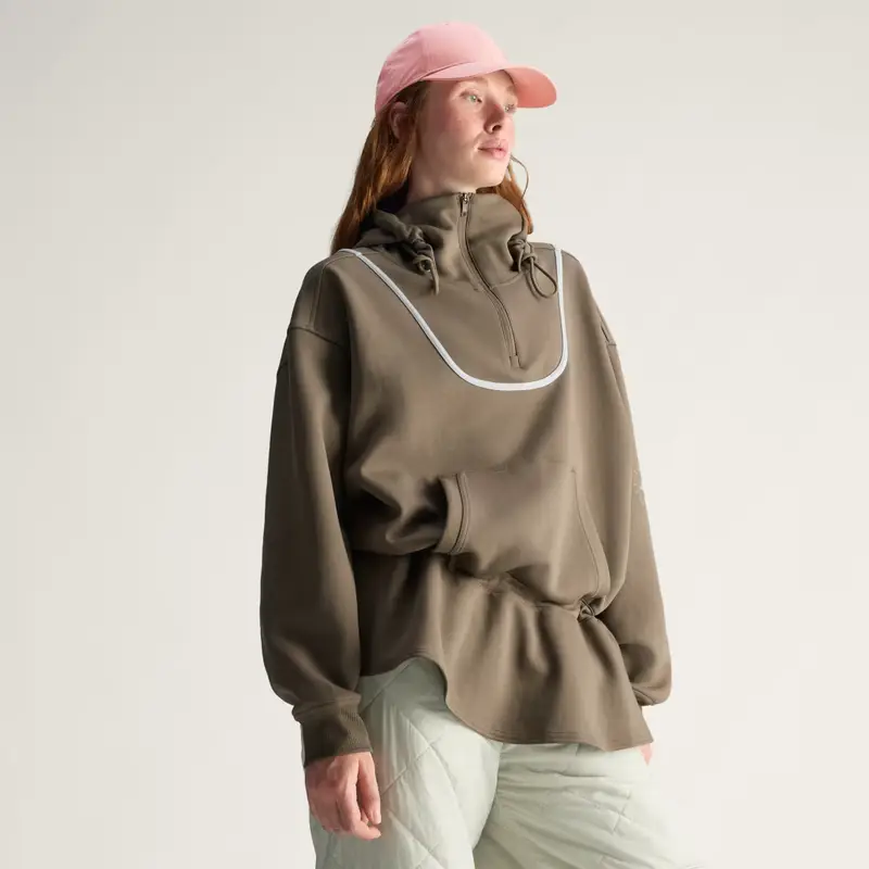 Felpa con cappuccio e orlo a peplo adidas by Stella McCartney Brown Moss