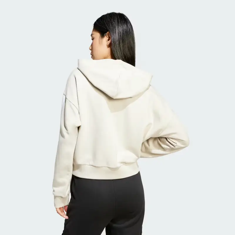 Felpa con cappuccio Essentials 3-Stripes French Terry Full-Zip Beige miniatura 2