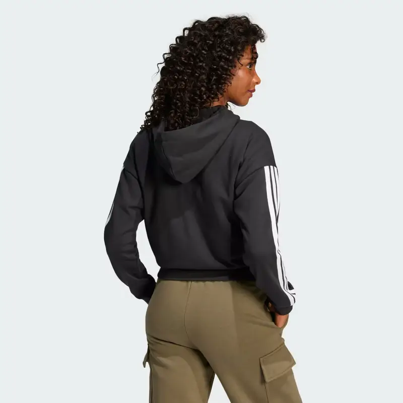 Felpa con cappuccio Essentials 3-Stripes French Terry Full-Zip Black miniatura 2