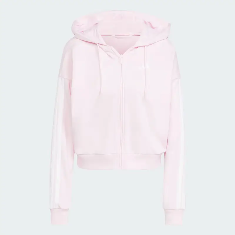 Felpa con cappuccio Essentials 3-Stripes French Terry Full-Zip Clear Pink miniatura 4