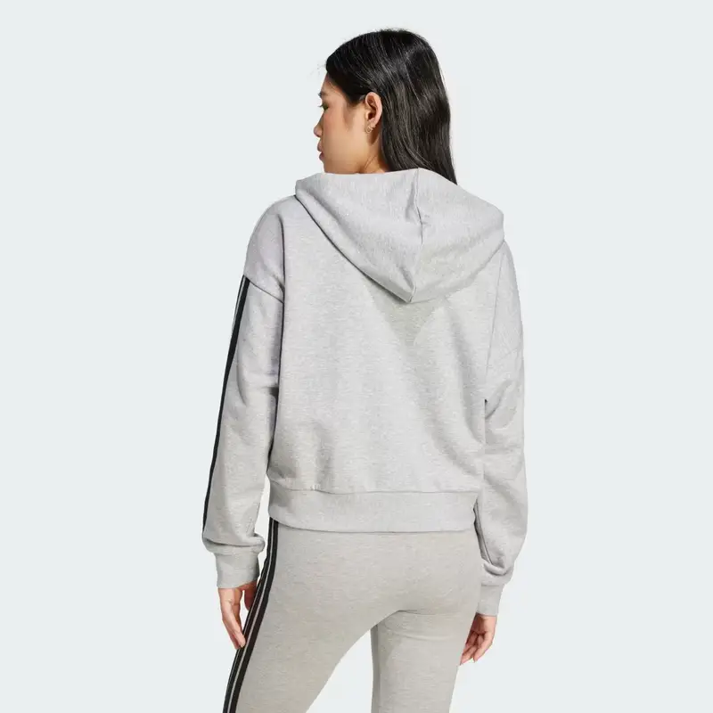 Felpa con cappuccio Essentials 3-Stripes French Terry Full-Zip Medium Grey Heather miniatura 2