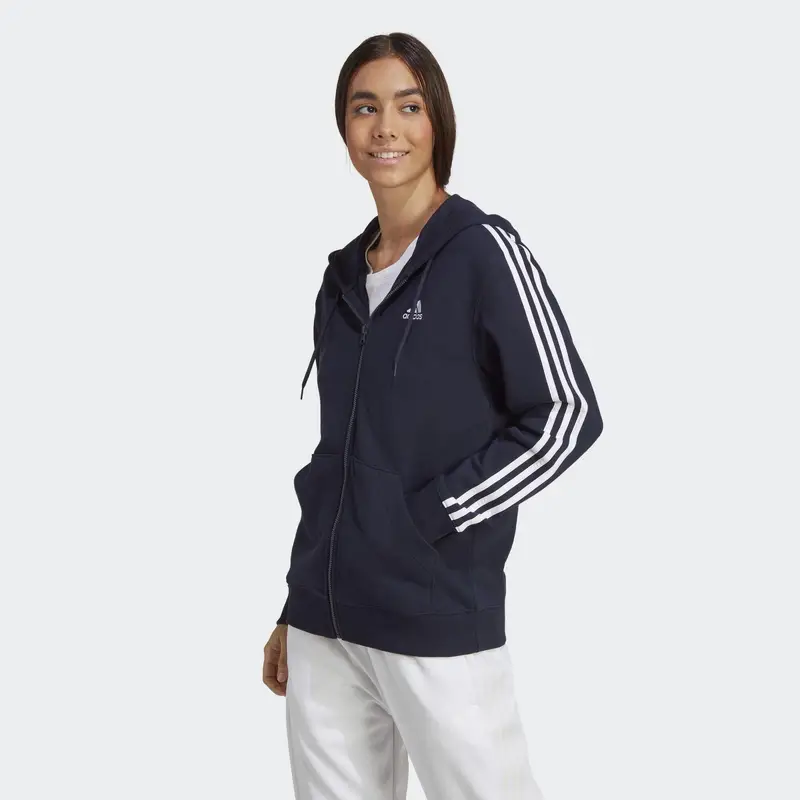 Felpa con cappuccio Essentials 3-Stripes French Terry Regular Full-Zip | Adidas Blu petrolio