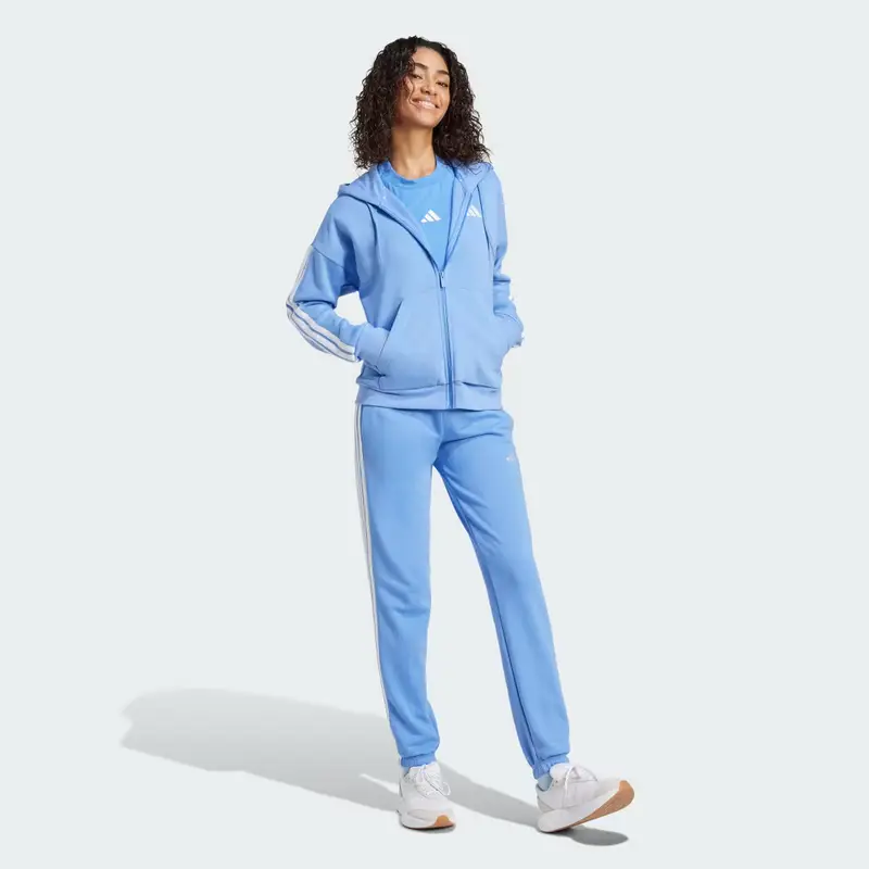 Felpa con cappuccio Essentials 3-Stripes Full-Zip Blue Fusion miniatura 3