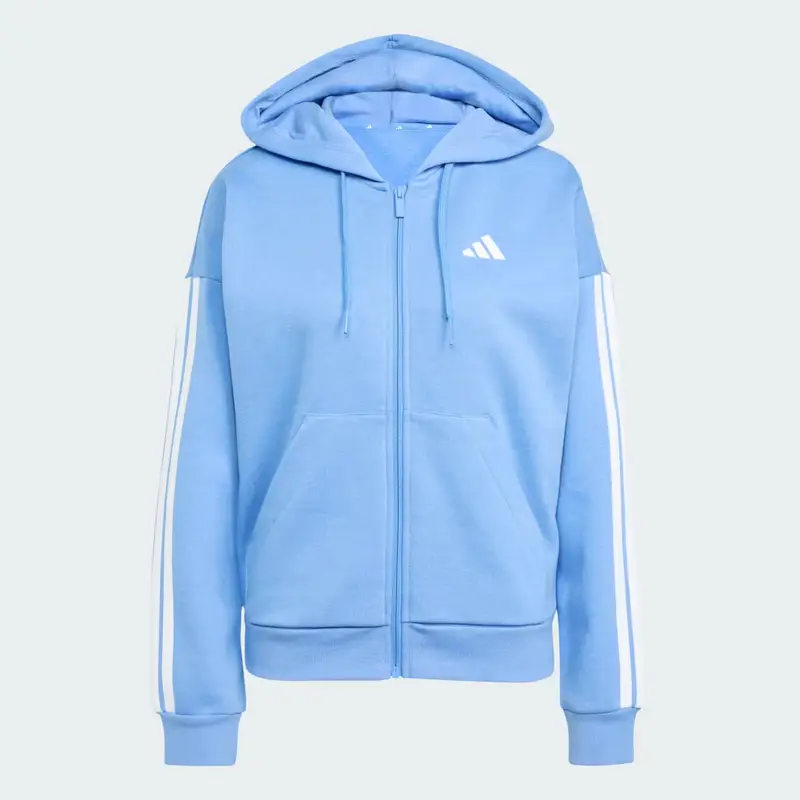 Felpa con cappuccio Essentials 3-Stripes Full-Zip Blue Fusion miniatura 4
