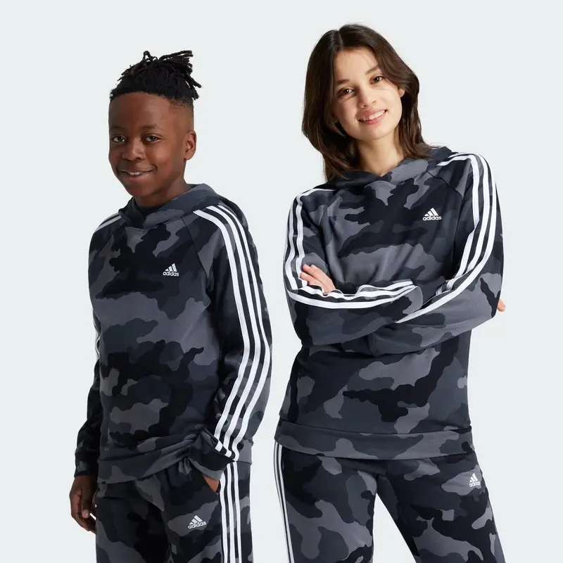 Felpa con cappuccio Essentials Allover Print Junior | Adidas Grigio carbone