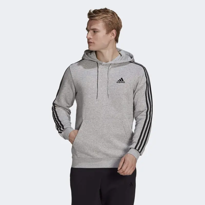 Felpa con cappuccio Essentials Fleece 3-Stripes | Adidas Grigio