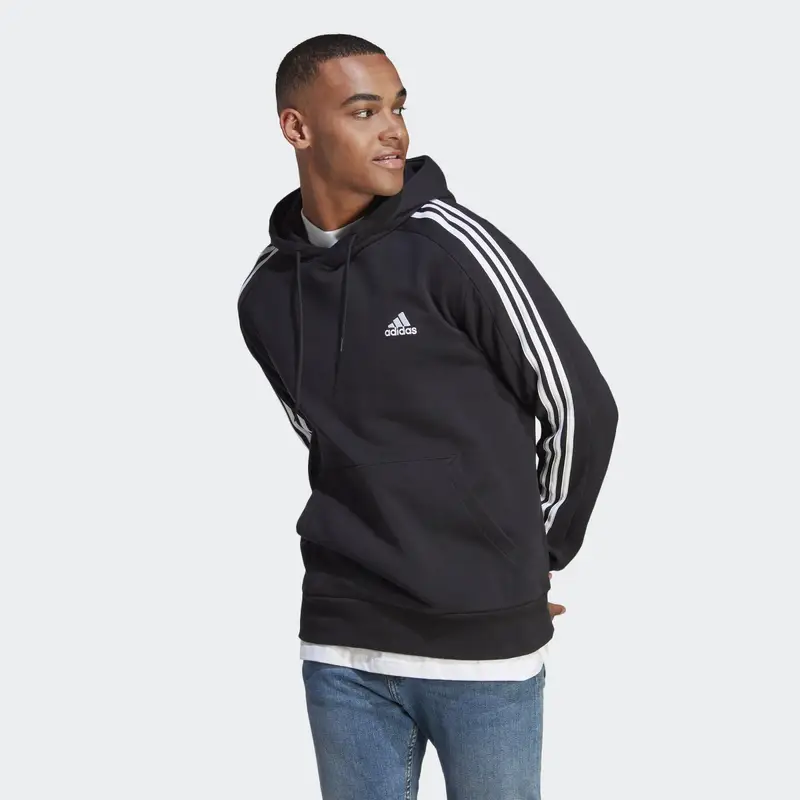 Felpa con cappuccio Essentials French Terry 3-Stripes | Adidas Nero