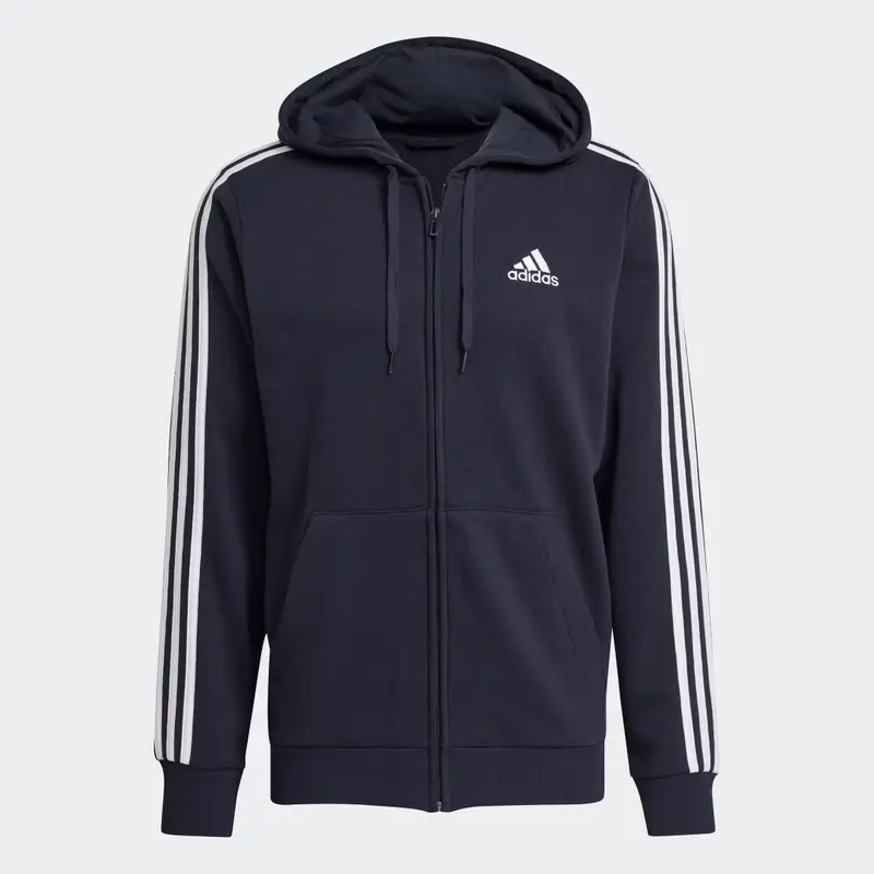 Felpa con cappuccio Essentials French Terry 3-Stripes Full-Zip Legend Ink