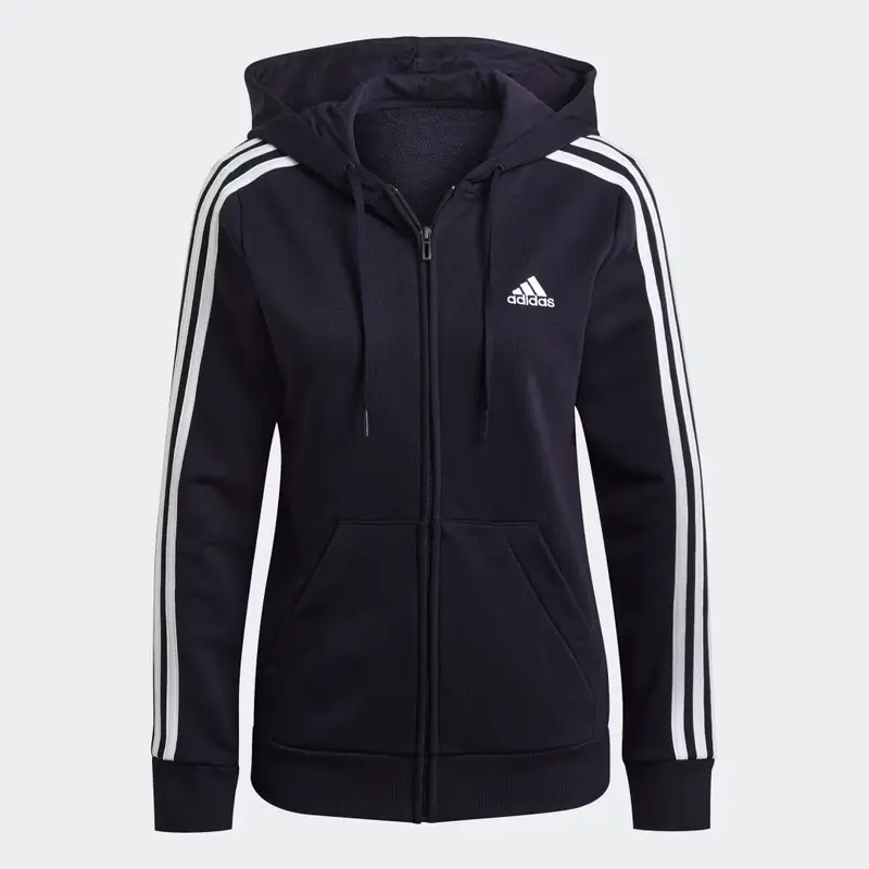 Felpa con cappuccio Essentials French Terry 3-Stripes Full-Zip Legend Ink