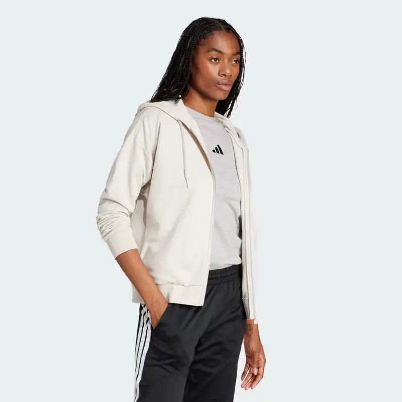 Felpa con cappuccio Essentials Linear Full-Zip French Terry Beige miniatura 3