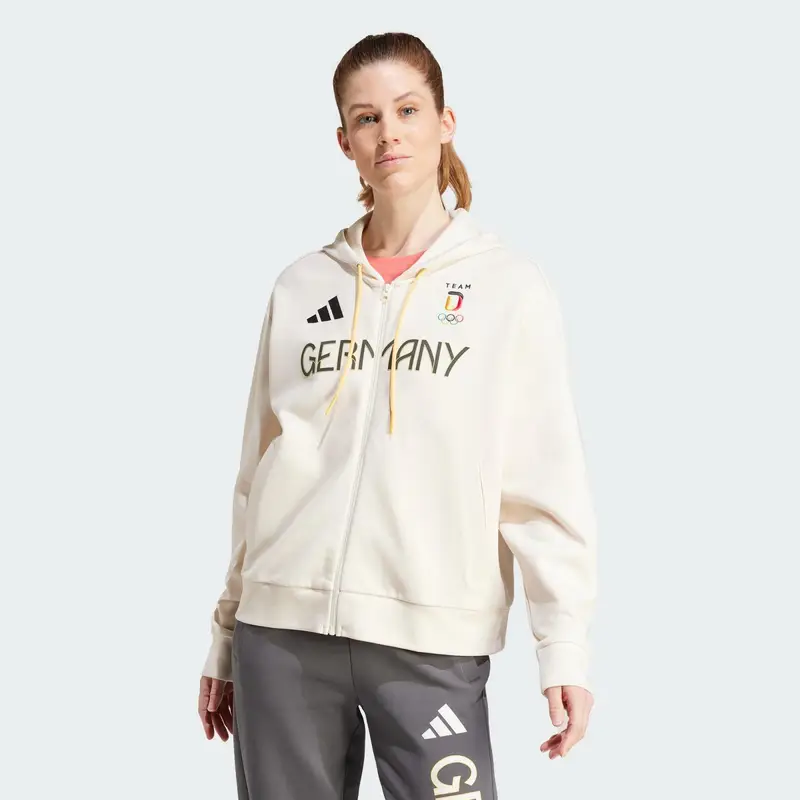 Felpa con cappuccio Full-Zip Team Germany | Adidas Bianco
