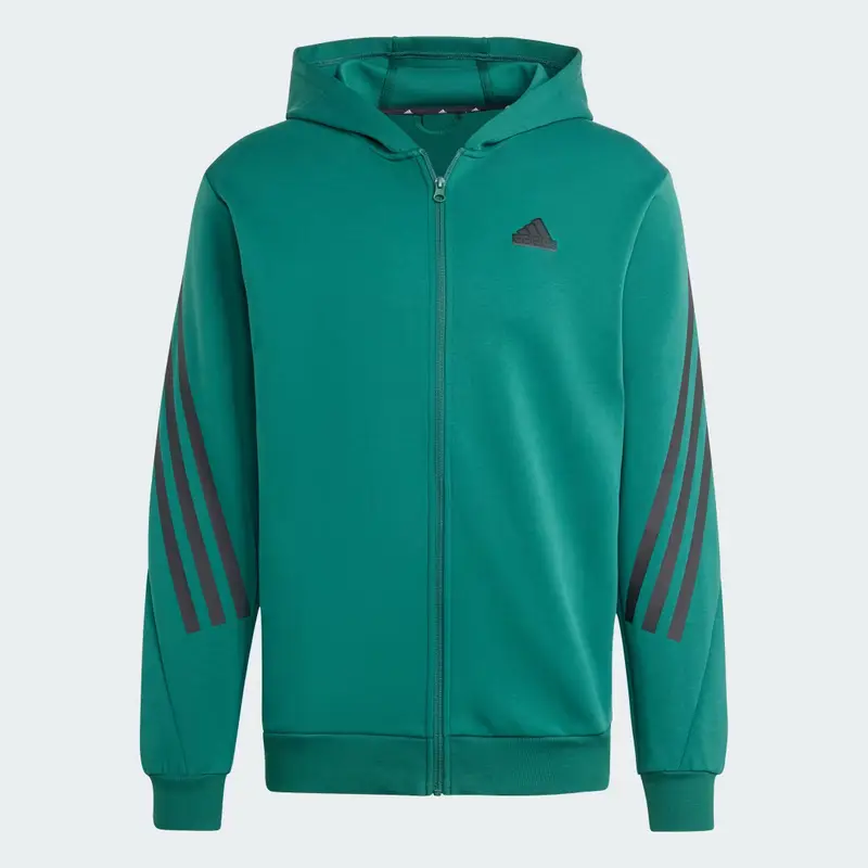 Felpa con cappuccio Future Icons 3-Stripes Full Zip Collegiate Green miniatura 4