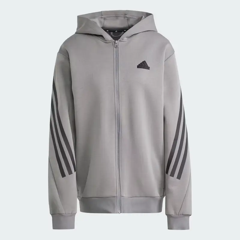 Felpa con cappuccio Future Icons 3-Stripes Full Zip Grey Four miniatura 4