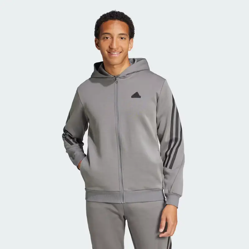 Felpa con cappuccio Future Icons 3-Stripes Full Zip Grey Four
