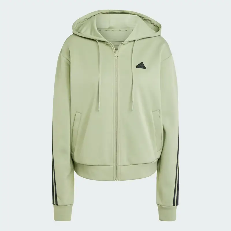 Felpa con cappuccio Future Icons 3-Stripes Full Zip Tent Green miniatura 4