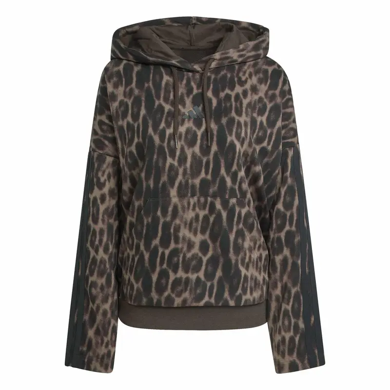 Felpa con cappuccio in pile stampa leopardata donna adidas Essentials Multicolore