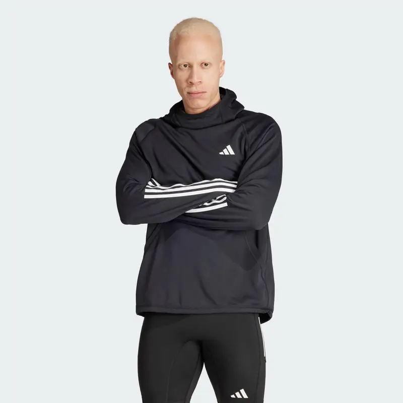 Felpa con cappuccio Own the Run 3-Stripes | Adidas Nero