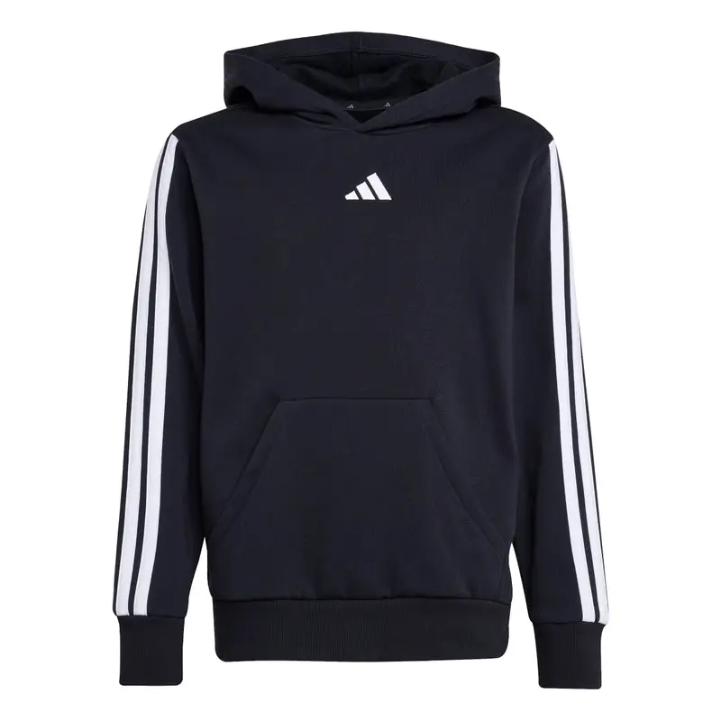 Felpa con cappuccio per bambini adidas Essentials 3-Stripes Fleece Noir