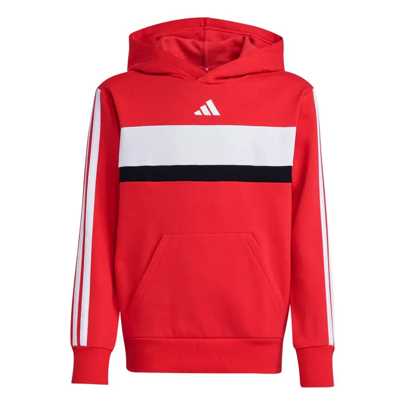 Felpa con cappuccio per bambini adidas Seasonal Essentials Tiberio 3-Stripes Fleece Rouge