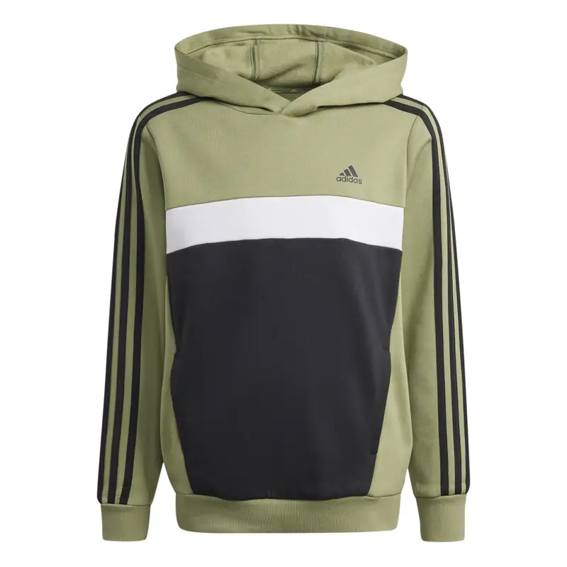 Felpa con cappuccio per bambini adidas Tiberio 3-Stripes Colorblock Fleece Vert