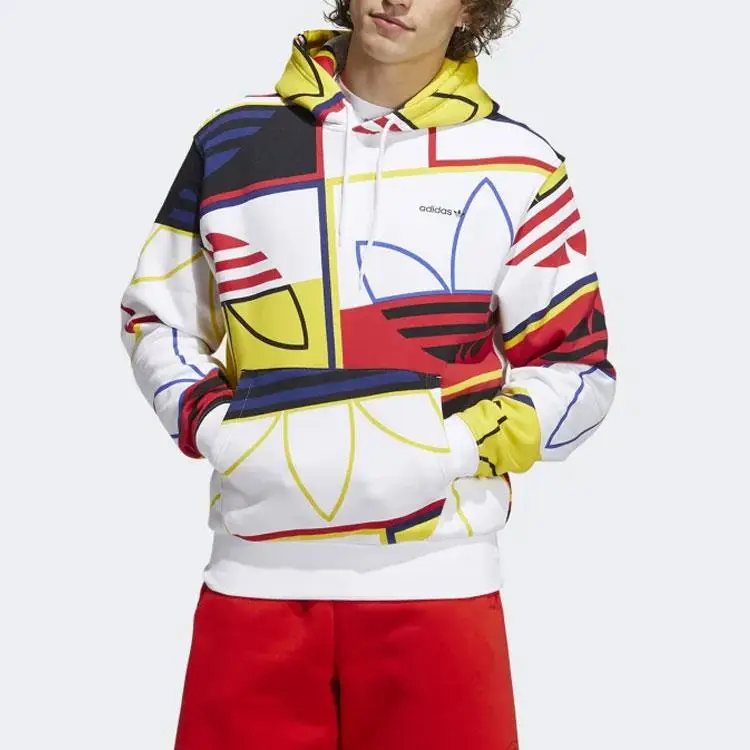 Felpa con cappuccio pullover adidas Logo Play Bianca Uomo Streetwear H31319 M miniatura 3