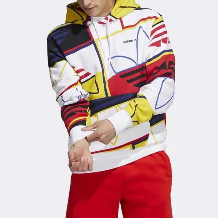 Felpa con cappuccio pullover adidas Logo Play Bianca Uomo Streetwear H31319 M miniatura 5