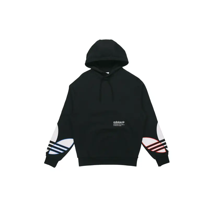 Felpa con cappuccio pullover tricolore Trifoglio adidas Nera Uomo Streetwear GN3570 S