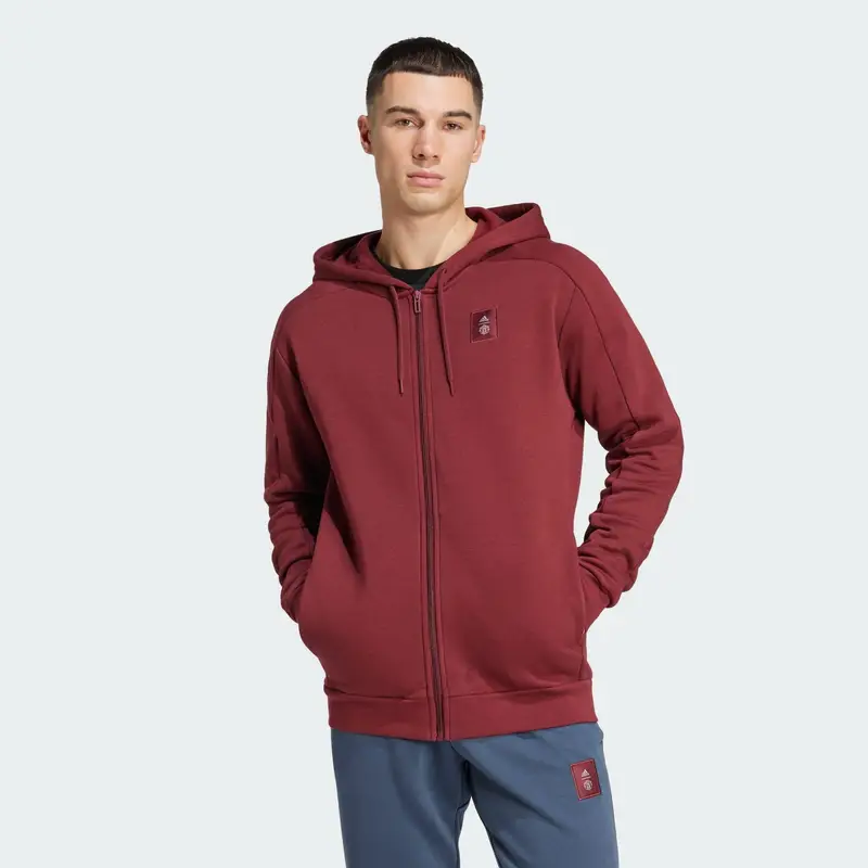 Felpa con cappuccio Seasonal Full-Zip Manchester United FC | Adidas Rosso