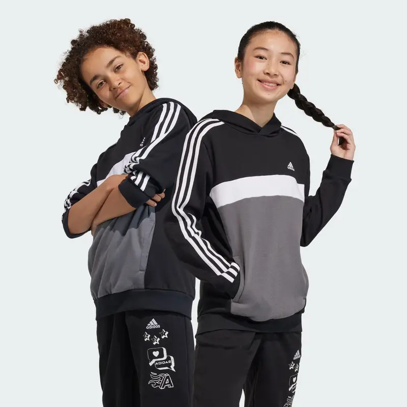 Felpa con cappuccio Tiberio 3-Stripes Colorblock Fleece Junior | Adidas Nero