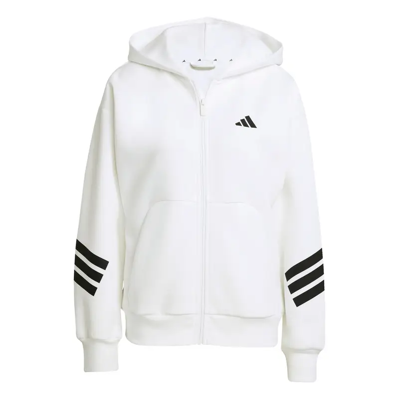 Felpa con cappuccio zip a 3 strisce donna adidas future icons Blanc
