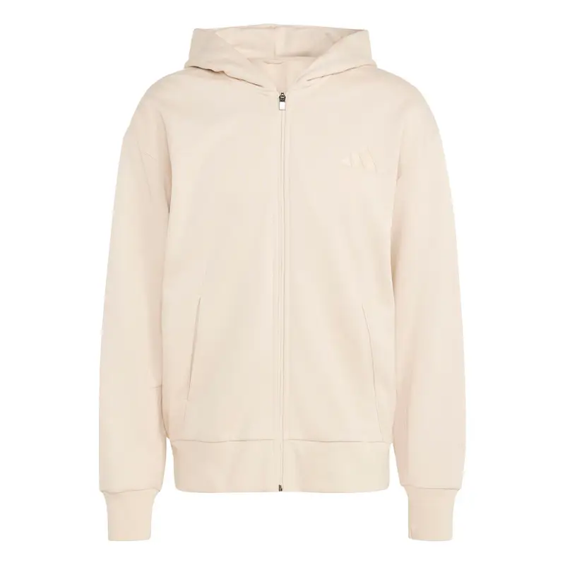 Felpa con cerniera a cappuccio adidas All Szn Fleece Beige