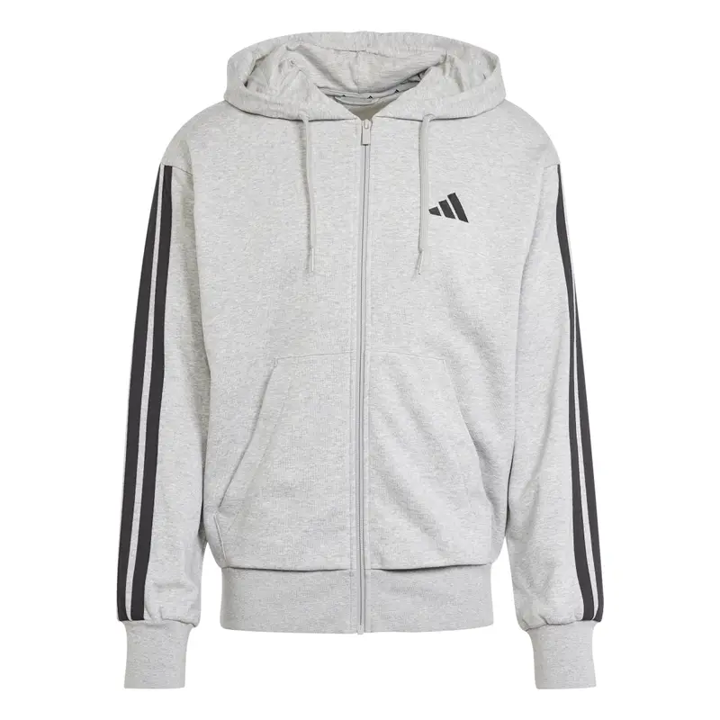 Felpa con cerniera a cappuccio adidas Essential 3-Stripes Gris