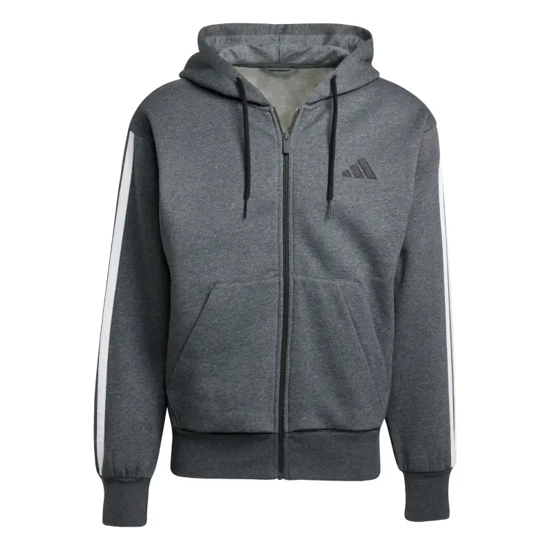 Felpa con cerniera a cappuccio adidas Essentials 3-Stripes Fleece