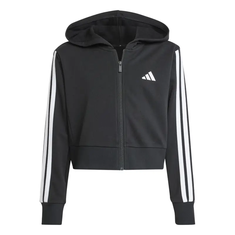 Felpa con cerniera a cappuccio da bambina adidas Essentials Noir