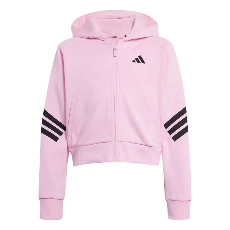 Felpa con cerniera a cappuccio da bambina adidas Future Icons 3-Stripes Rose