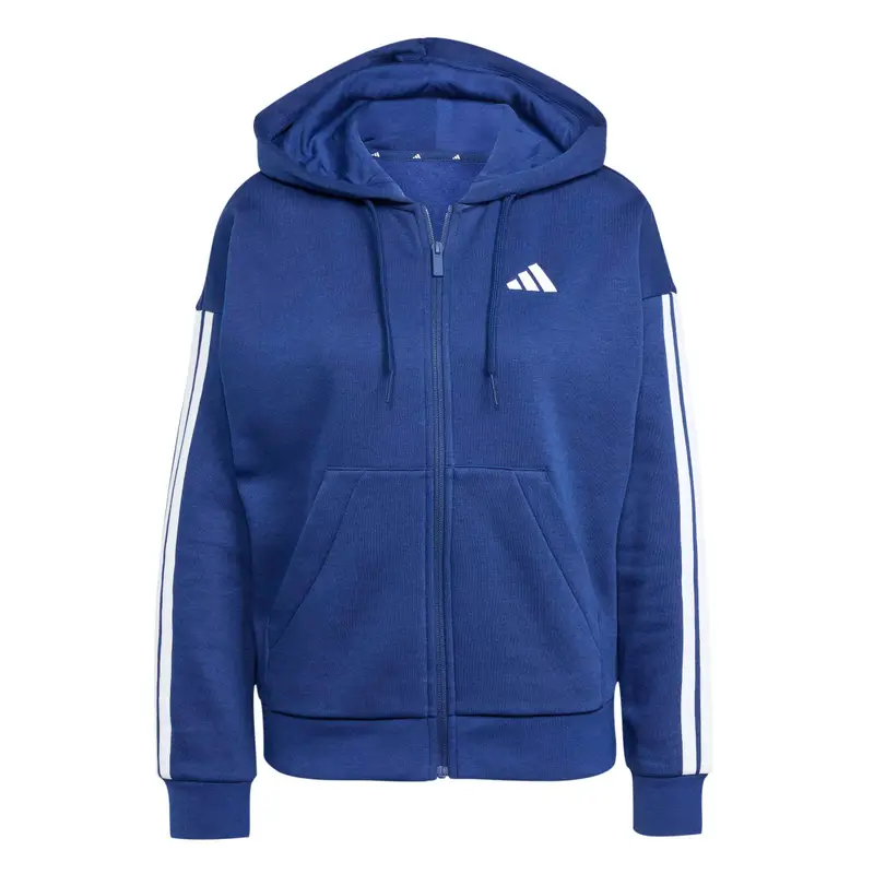 Felpa con cerniera a cappuccio da donna adidas Essentials 3-Stripes Bleu