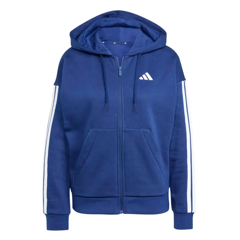 Felpa con cerniera a cappuccio da donna adidas Essentials 3-Stripes