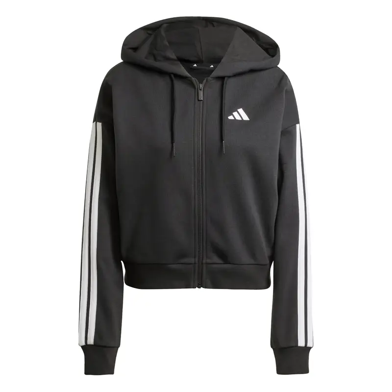 Felpa con cerniera a cappuccio da donna adidas Essentials 3-Stripes Noir