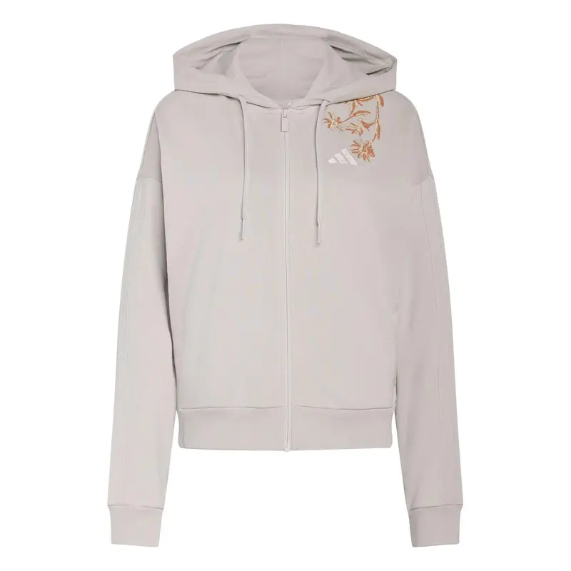 Felpa con cerniera a cappuccio da donna adidas Essentials Beige